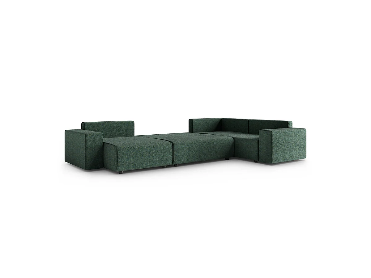 Canapé en U 5 places angle droit convertible avec coffre Lorenzo Vert