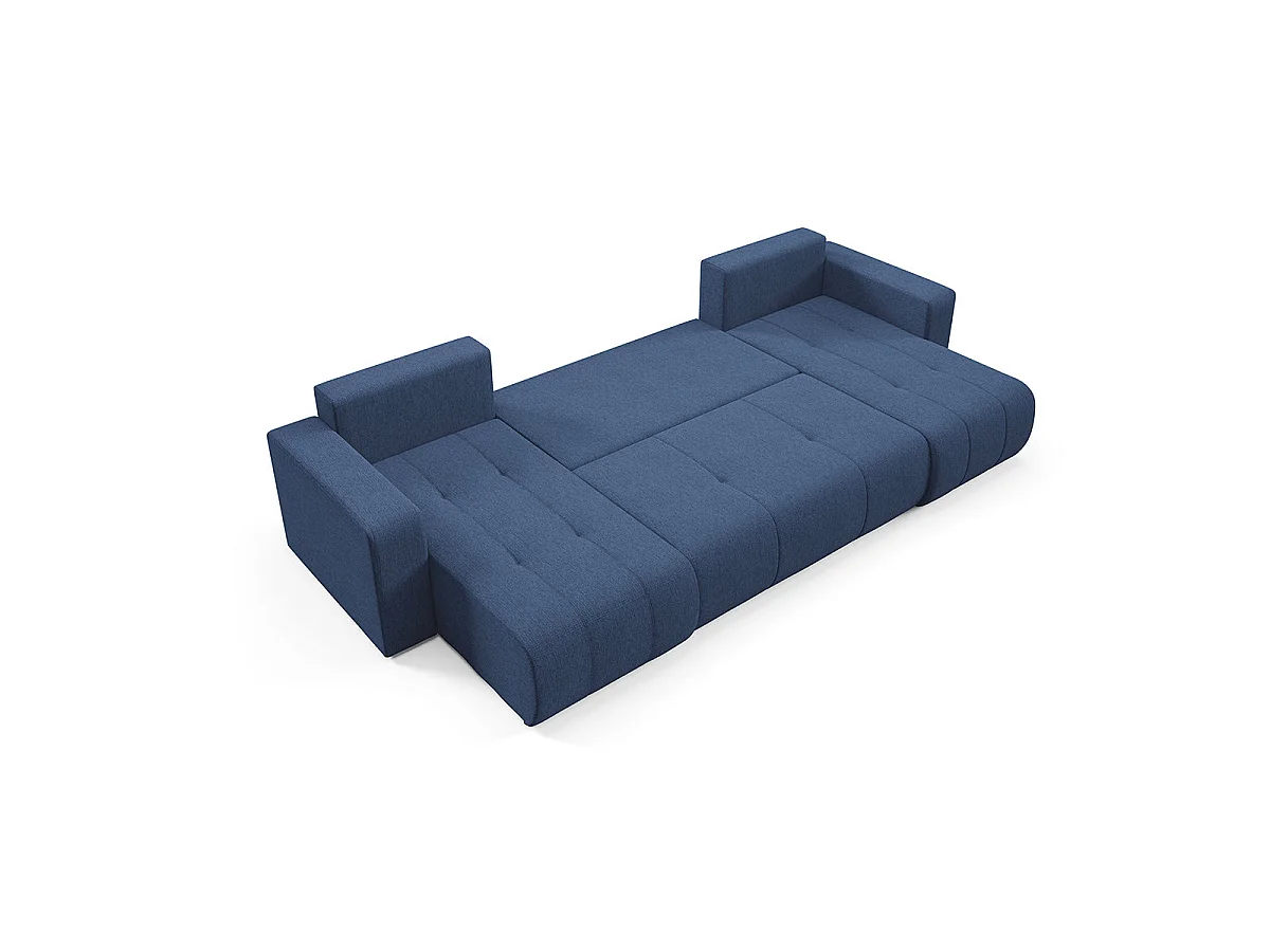 Canapé convertible 5 places avec coffre en tissu bleu VASCO