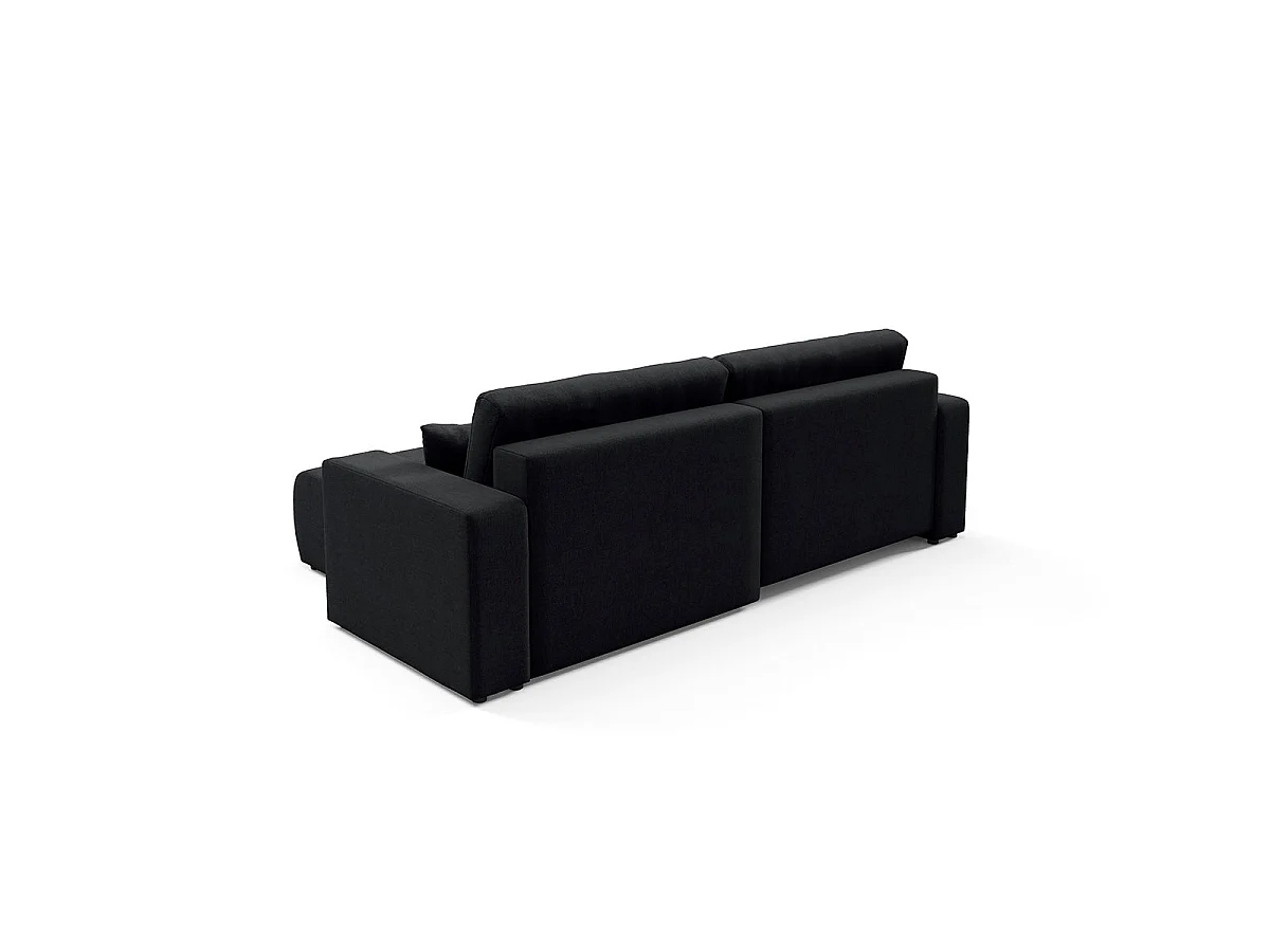 Canapé d'angle convertible 3 places réversible avec coffre en tissu noir GIULIA