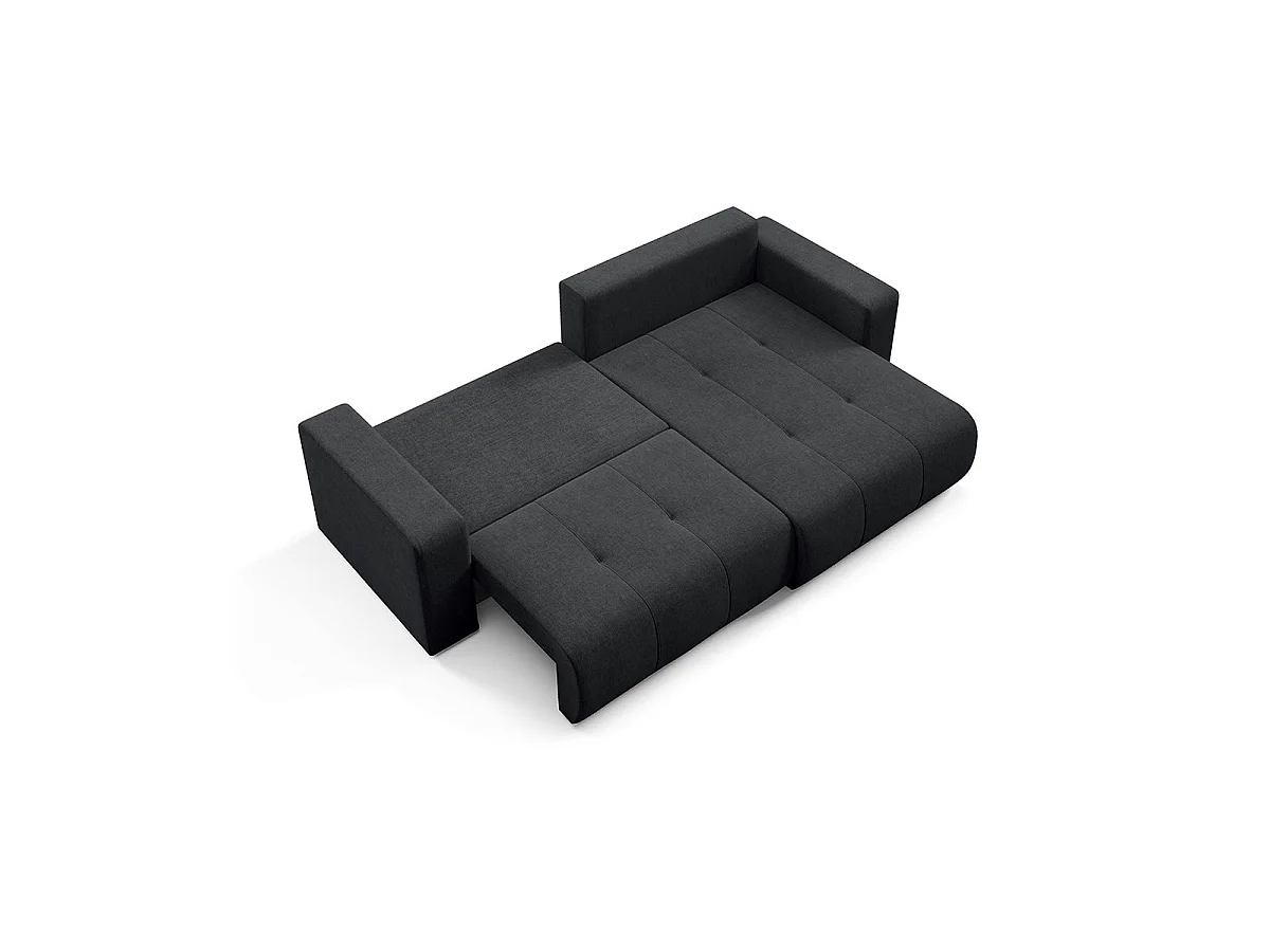 Canapé d'angle convertible 3 places réversible avec coffre en tissu noir GIULIA