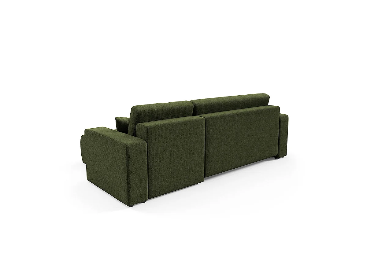 Canapé d'angle convertible 3 places réversible avec coffre en tissu vert VASCO