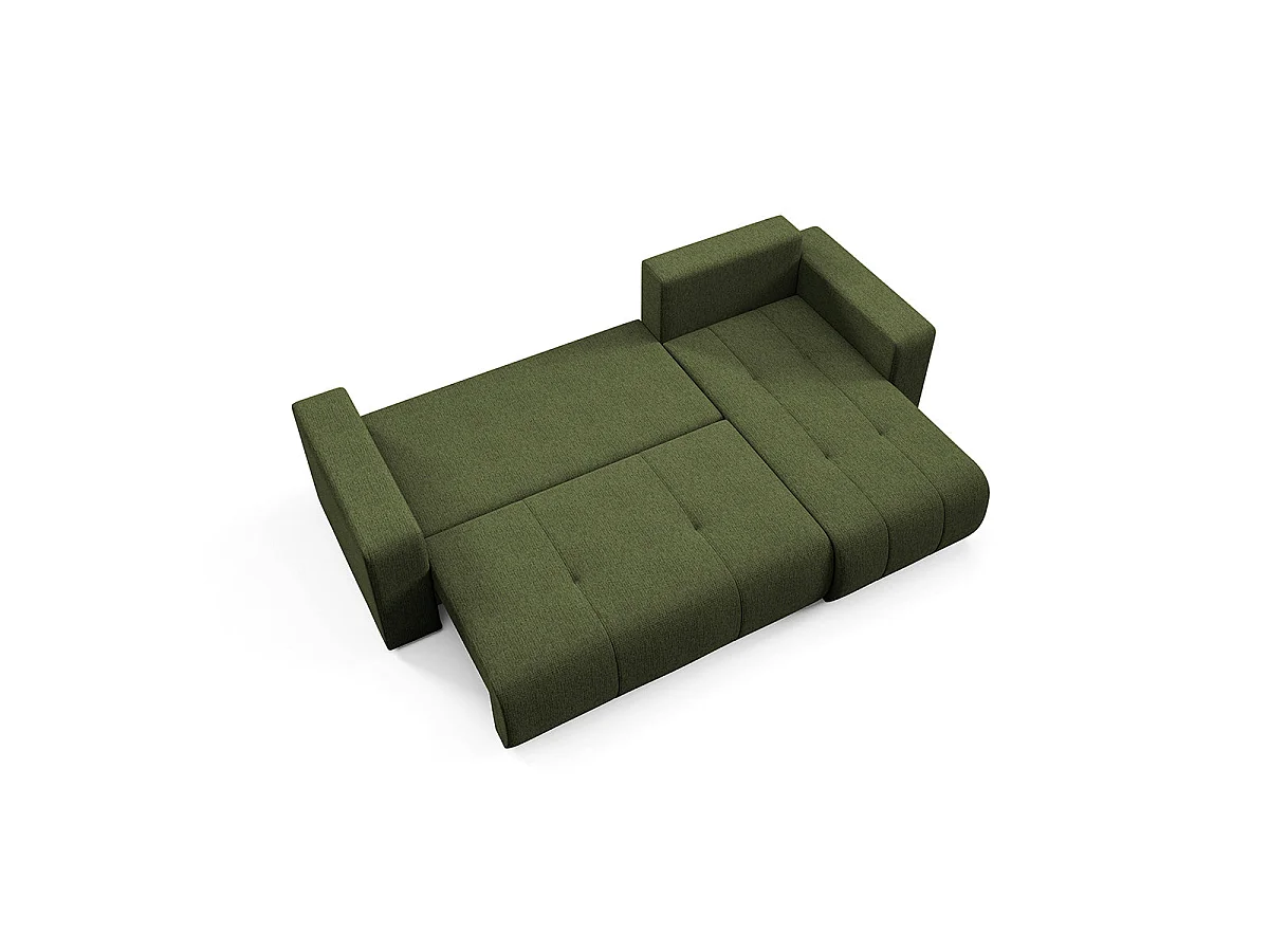 Canapé d'angle convertible 3 places réversible avec coffre en tissu vert VASCO