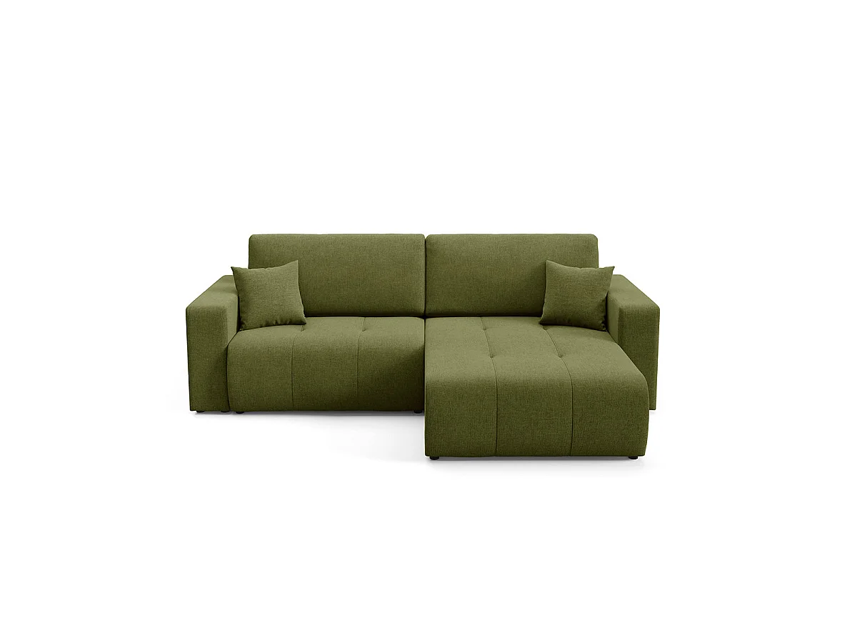 Canapé d'angle convertible 3 places réversible avec coffre en tissu vert GIULIA