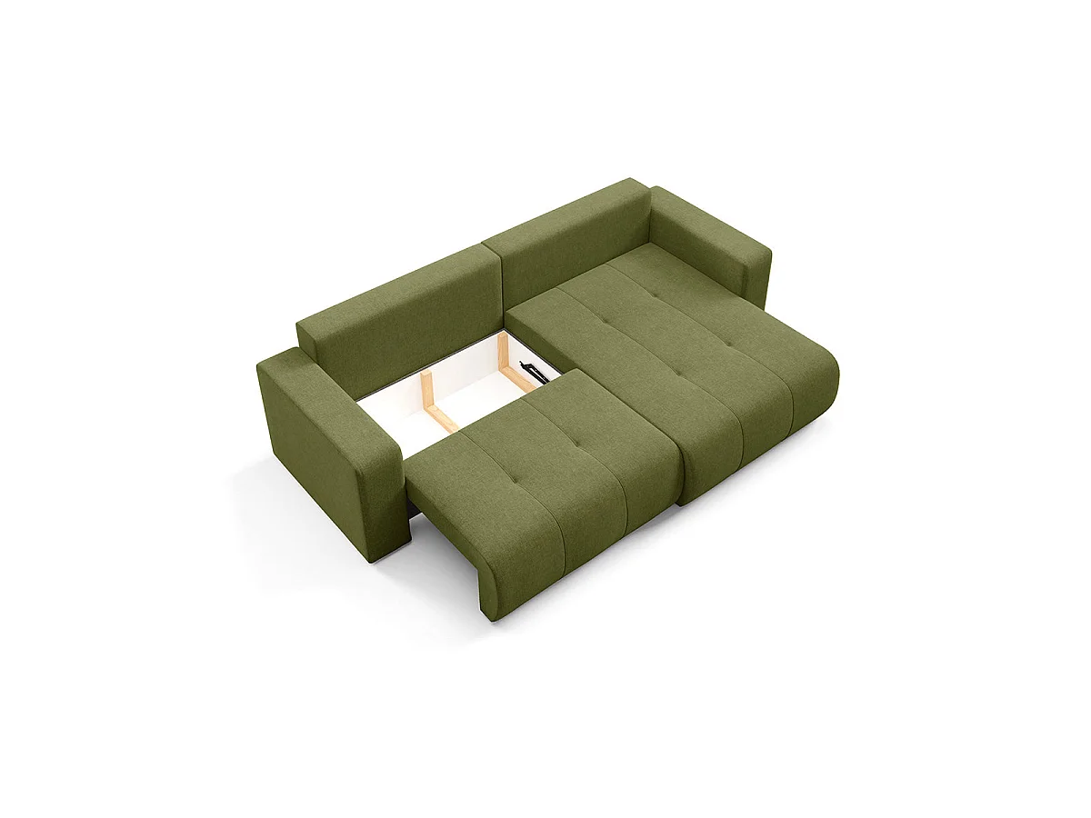 Canapé d'angle convertible 3 places réversible avec coffre en tissu vert GIULIA