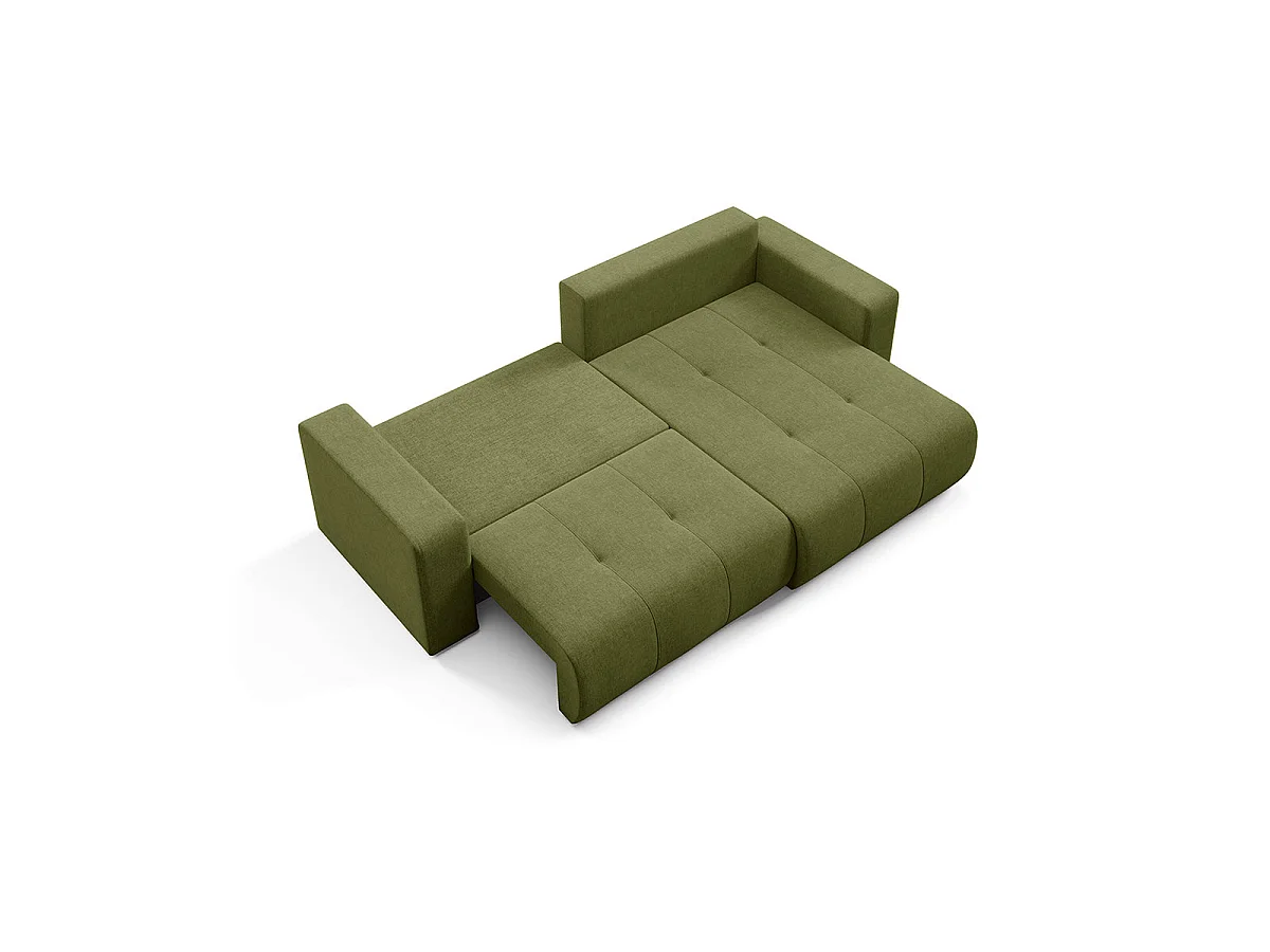 Canapé d'angle convertible 3 places réversible avec coffre en tissu vert GIULIA
