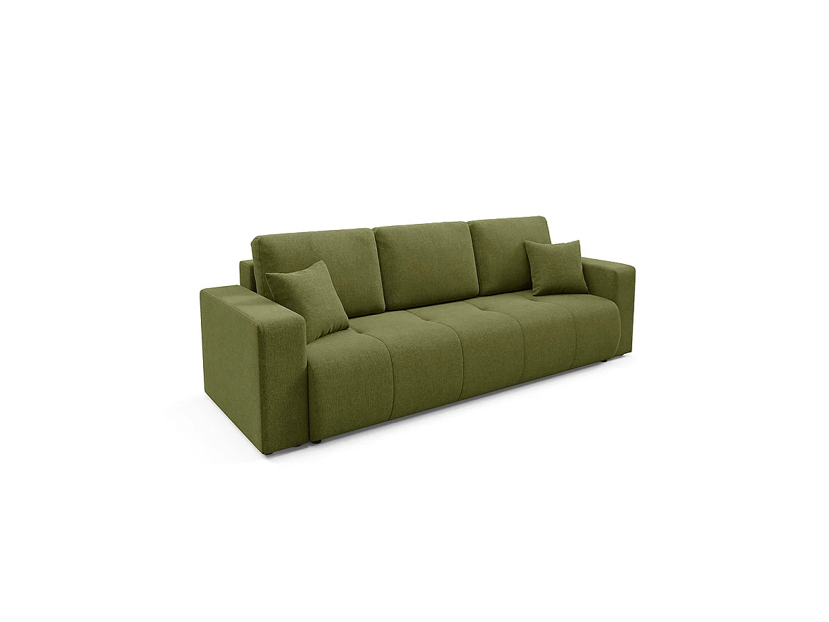 Canapé convertible 3 places avec coffre en tissu vert GIULIA