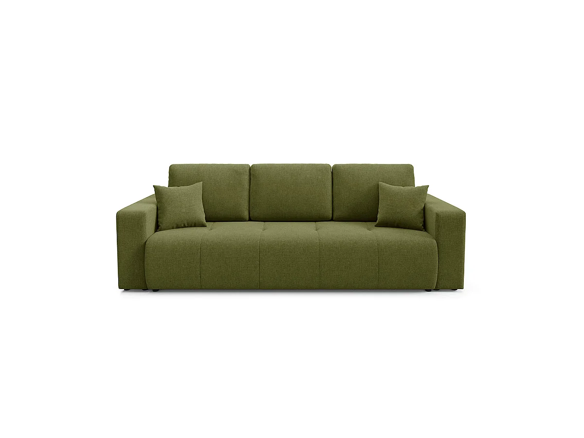 Canapé convertible 3 places avec coffre en tissu vert GIULIA