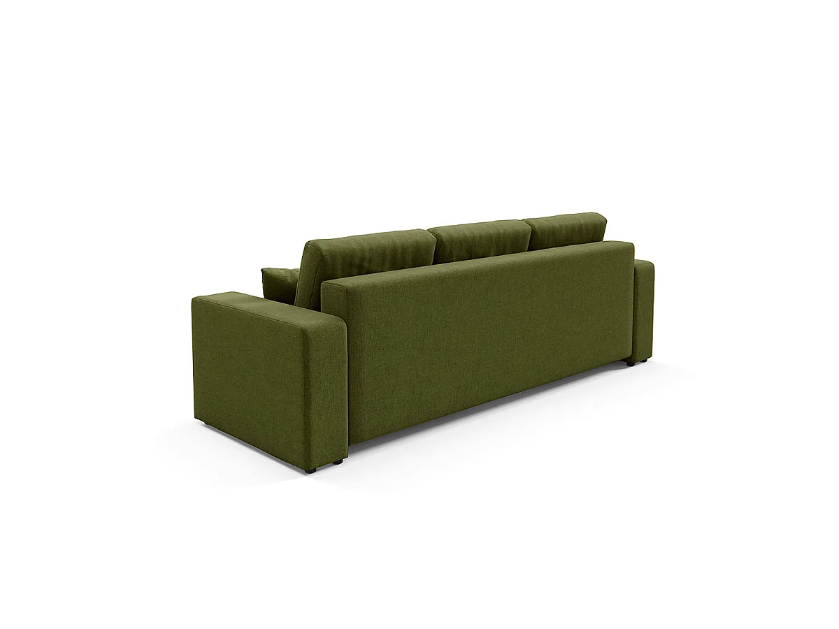 Canapé convertible 3 places avec coffre en tissu vert GIULIA