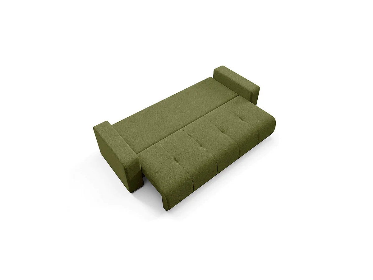 Canapé convertible 3 places avec coffre en tissu vert GIULIA
