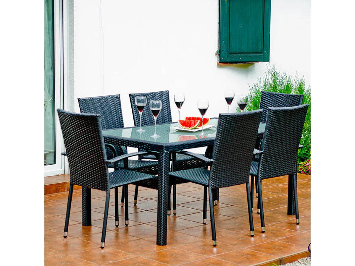 Conjunto de mesa e cadeiras de jardim de 6 lugares Rio Preto
