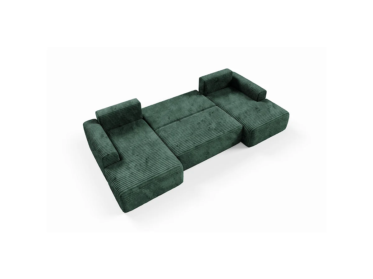 Canapé en U 5 places convertible avec coffre Romeo Vert sapin