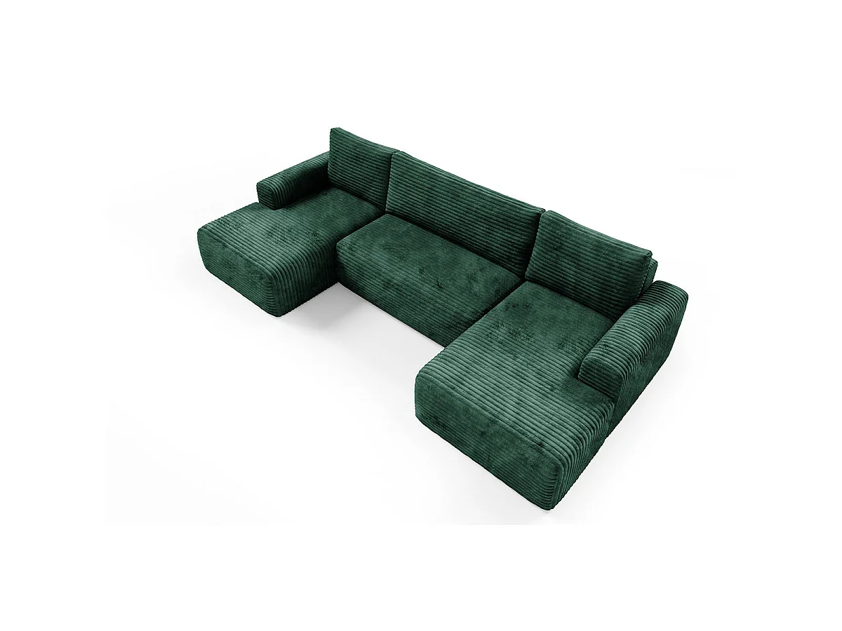 Canapé convertible 5 places avec coffre en tissu vert sapin ROMEO