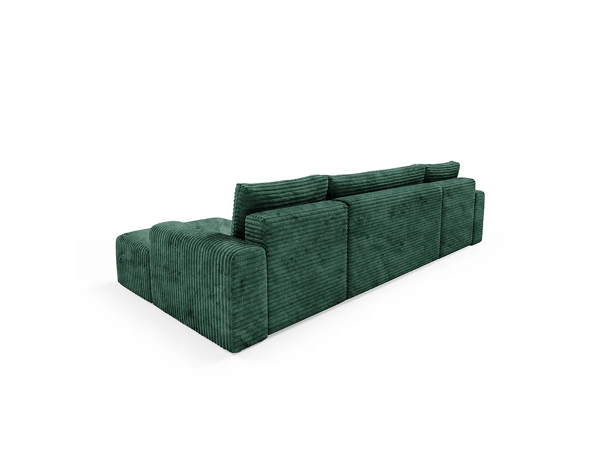 Canapé convertible 5 places avec coffre en tissu vert sapin ROMEO