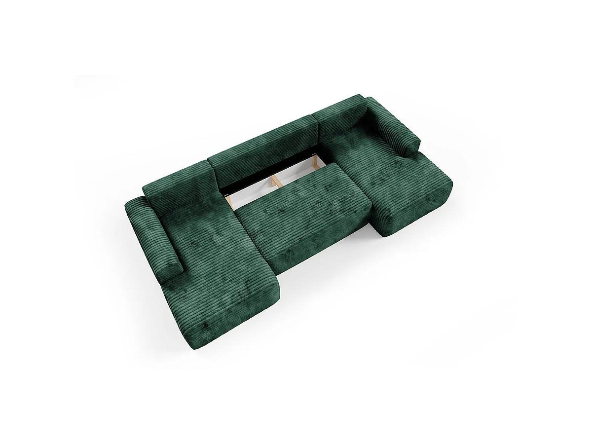 Canapé convertible 5 places avec coffre en tissu vert sapin ROMEO