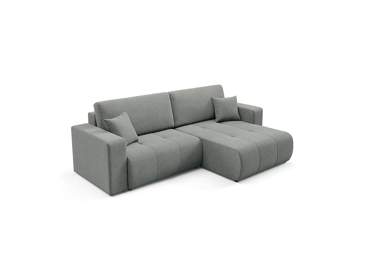 Canapé d'angle convertible 3 places réversible avec coffre en tissu gris GIULIA