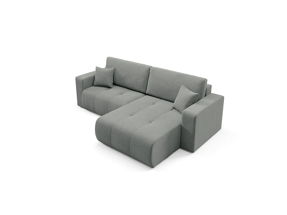Canapé d'angle convertible 3 places réversible avec coffre en tissu gris GIULIA