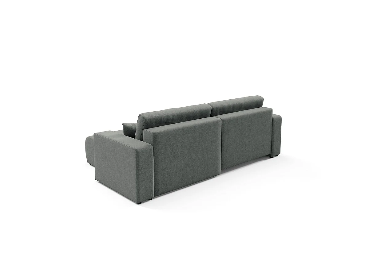 Canapé d'angle convertible 3 places réversible avec coffre en tissu gris GIULIA