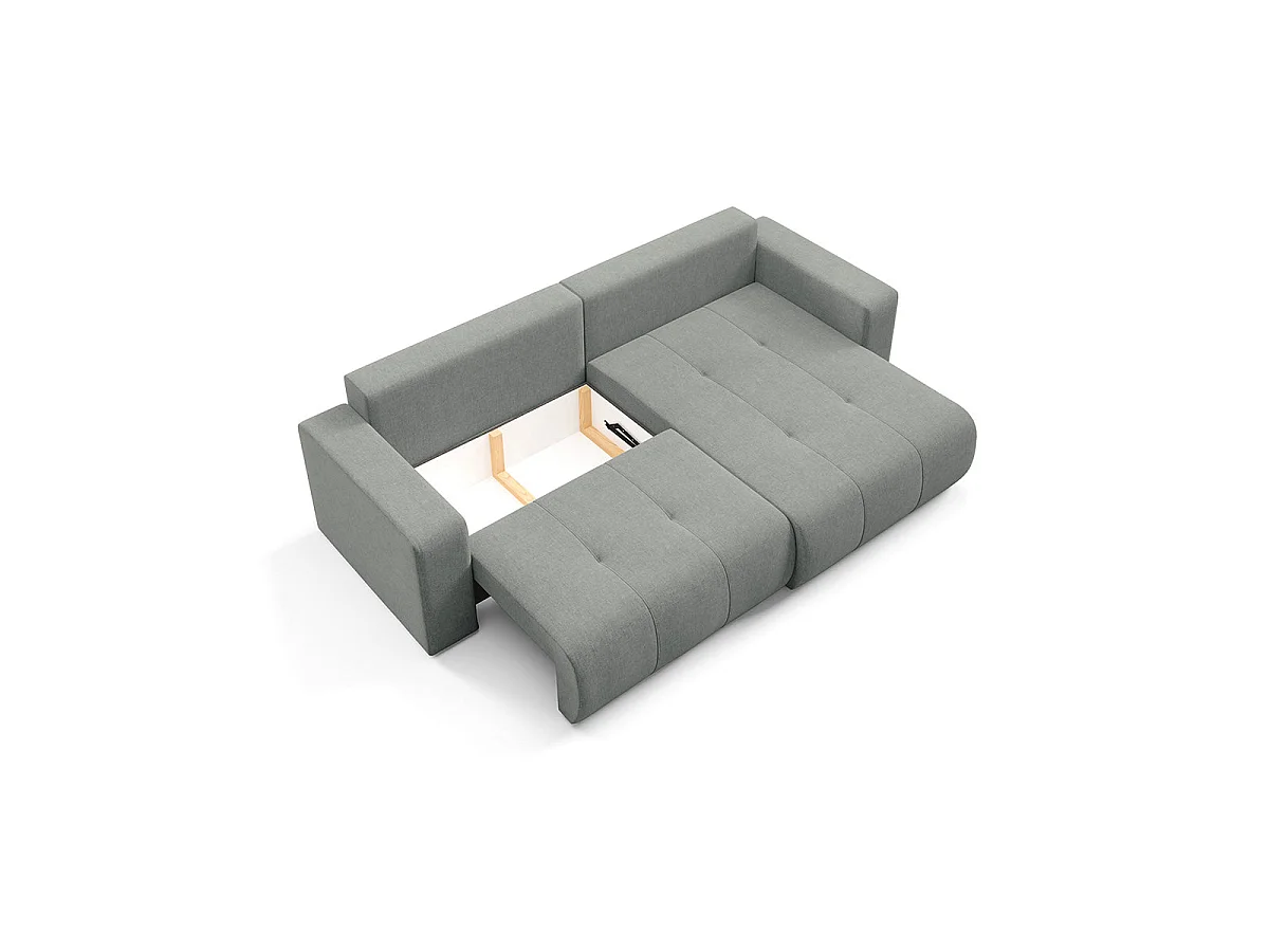 Canapé d'angle convertible 3 places réversible avec coffre en tissu gris GIULIA