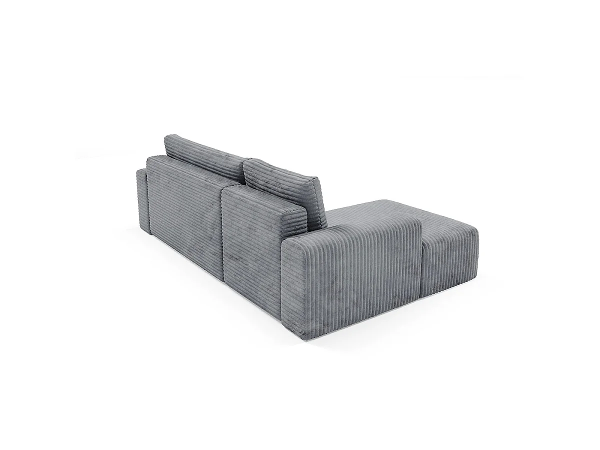 Canapé d'angle gauche convertible 3 places avec coffre en tissu gris foncé ROMEO