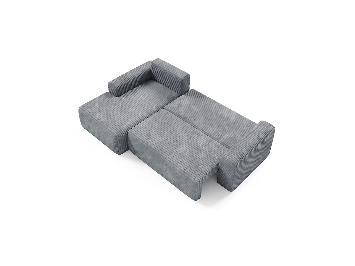 Canapé d'angle gauche convertible 3 places avec coffre en tissu gris foncé ROMEO