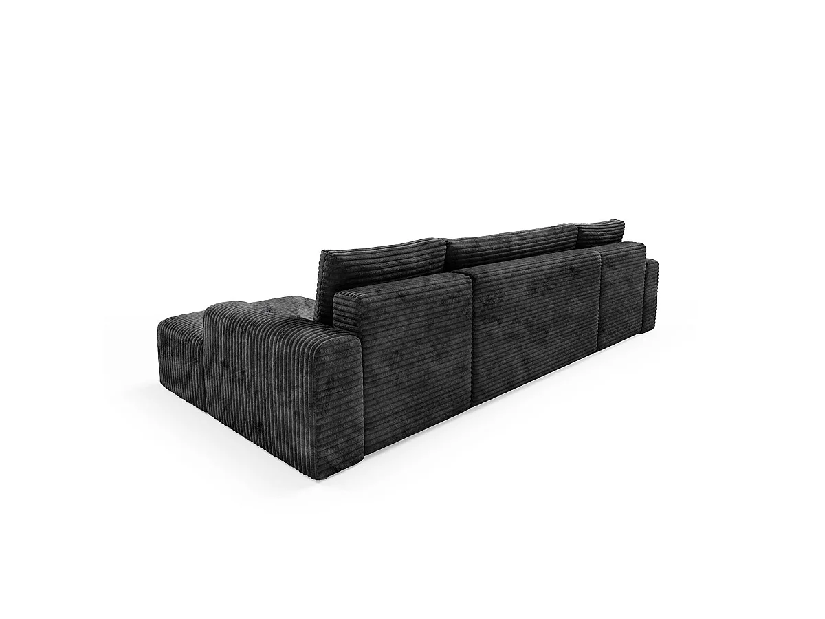 Canapé convertible 5 places avec coffre en tissu noir ROMEO