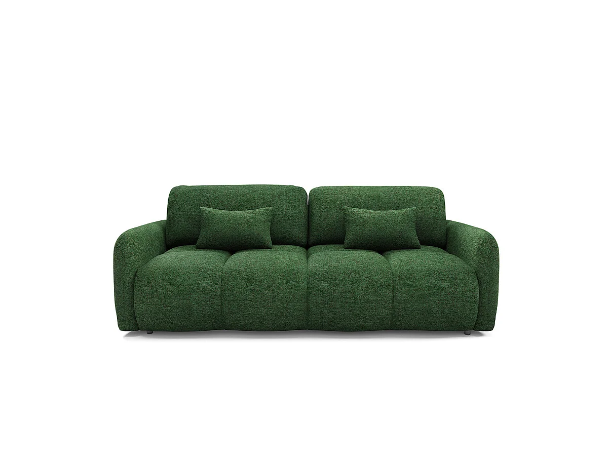 Canapé convertible 3 places avec coffre en tissu vert VITTORIA