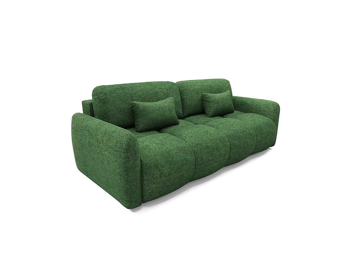 Canapé convertible 3 places avec coffre en tissu vert VITTORIA