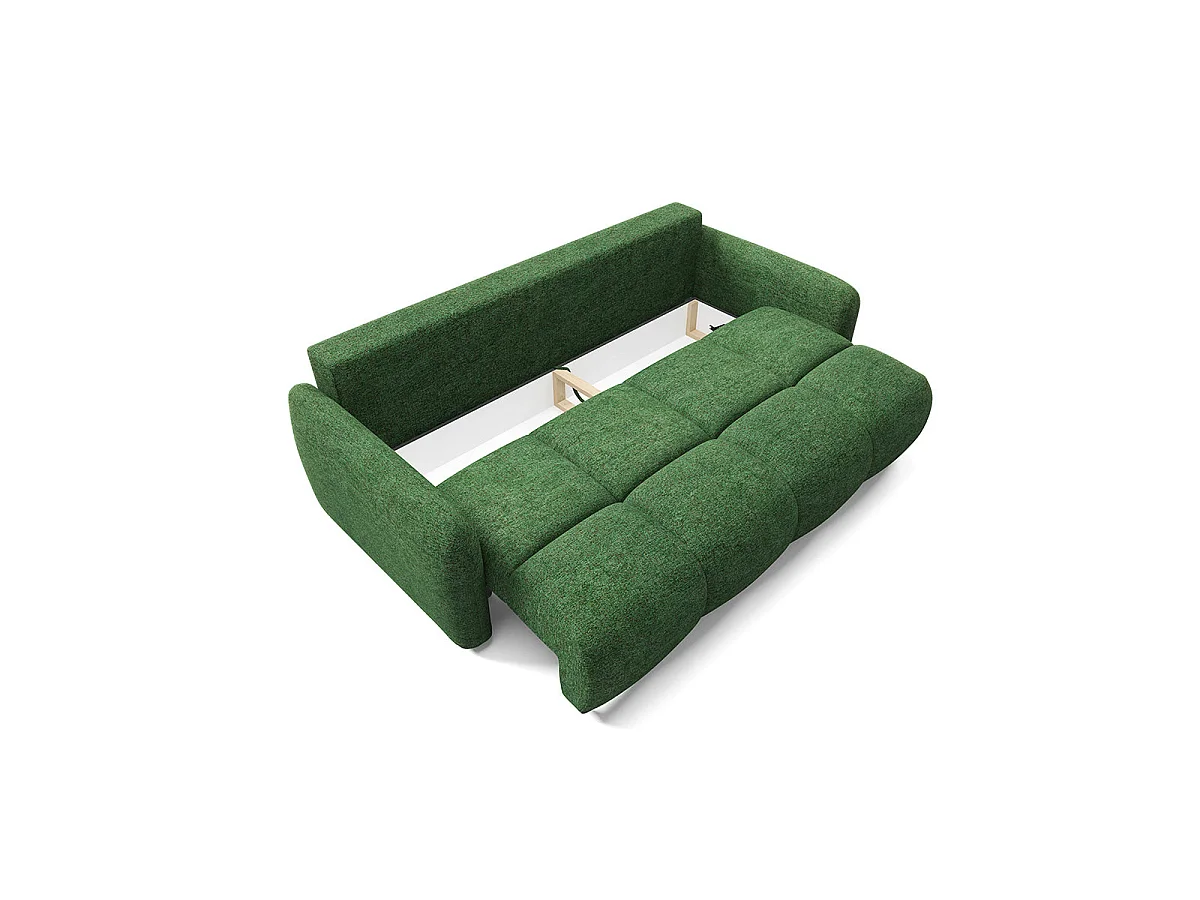 Canapé convertible 3 places avec coffre en tissu vert VITTORIA