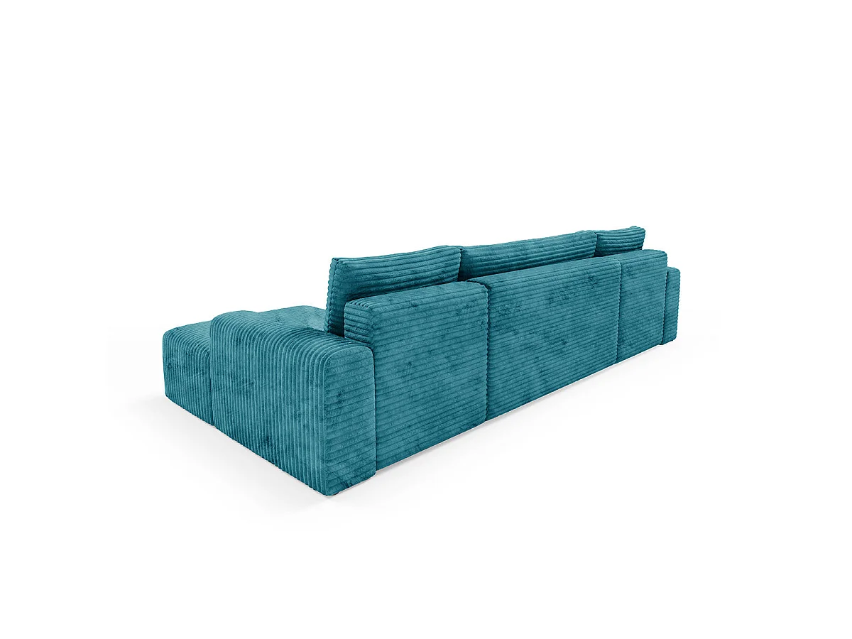 Canapé convertible 5 places avec coffre en tissu bleu ROMEO
