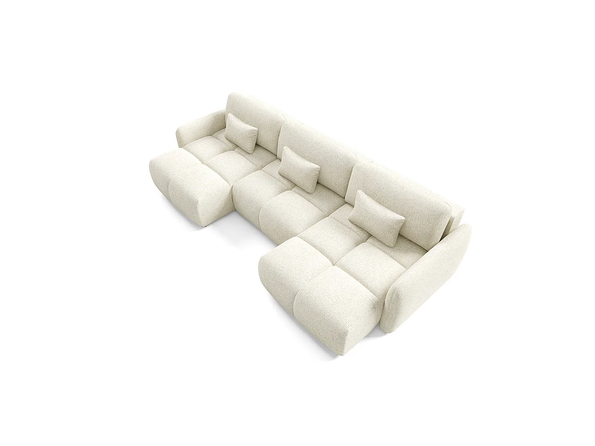 Canapé convertible 5 places avec coffre en tissu blanc VITTORIA