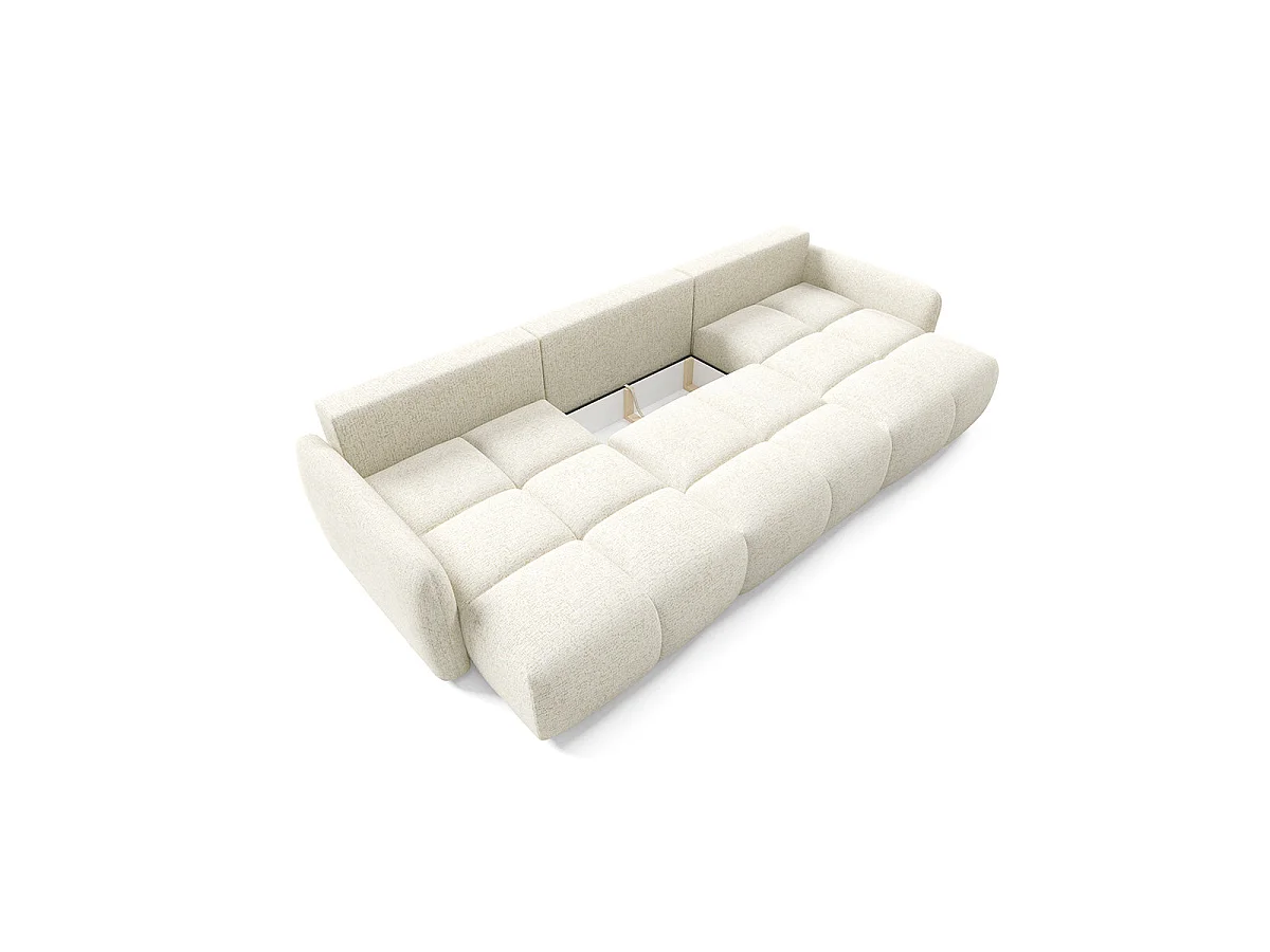 Canapé convertible 5 places avec coffre en tissu blanc VITTORIA