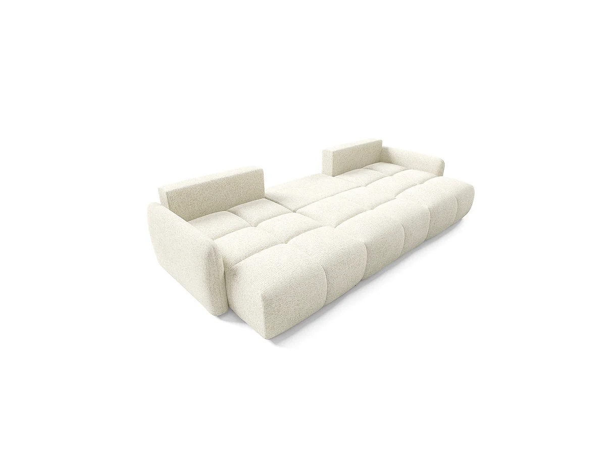 Canapé convertible 5 places avec coffre en tissu blanc VITTORIA