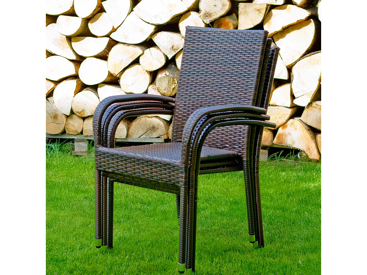 Conjunto de mesa e cadeiras de jardim de 6 lugares Rio Brown