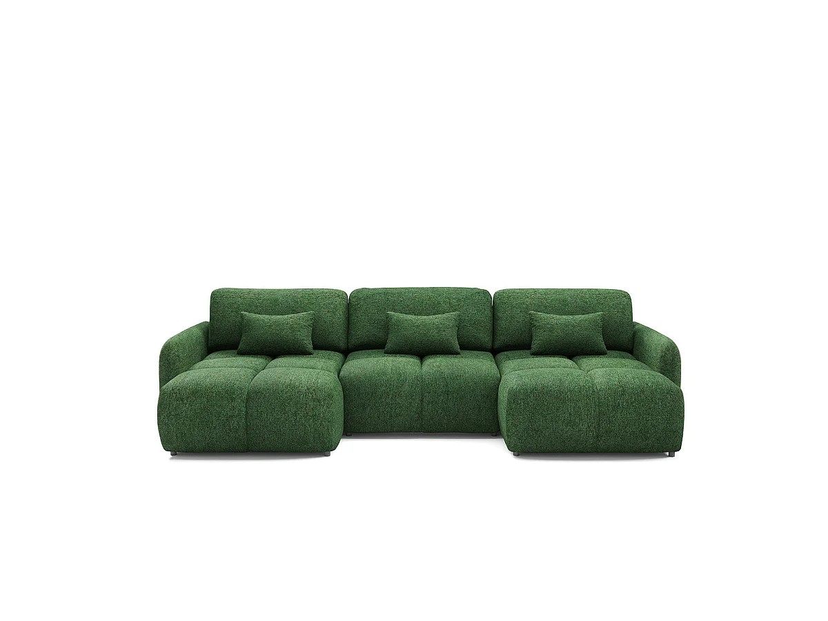 Canapé convertible 5 places avec coffre en tissu vert VITTORIA
