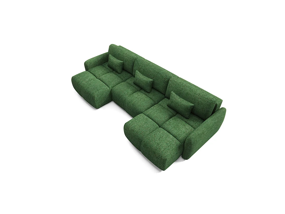 Canapé convertible 5 places avec coffre en tissu vert VITTORIA