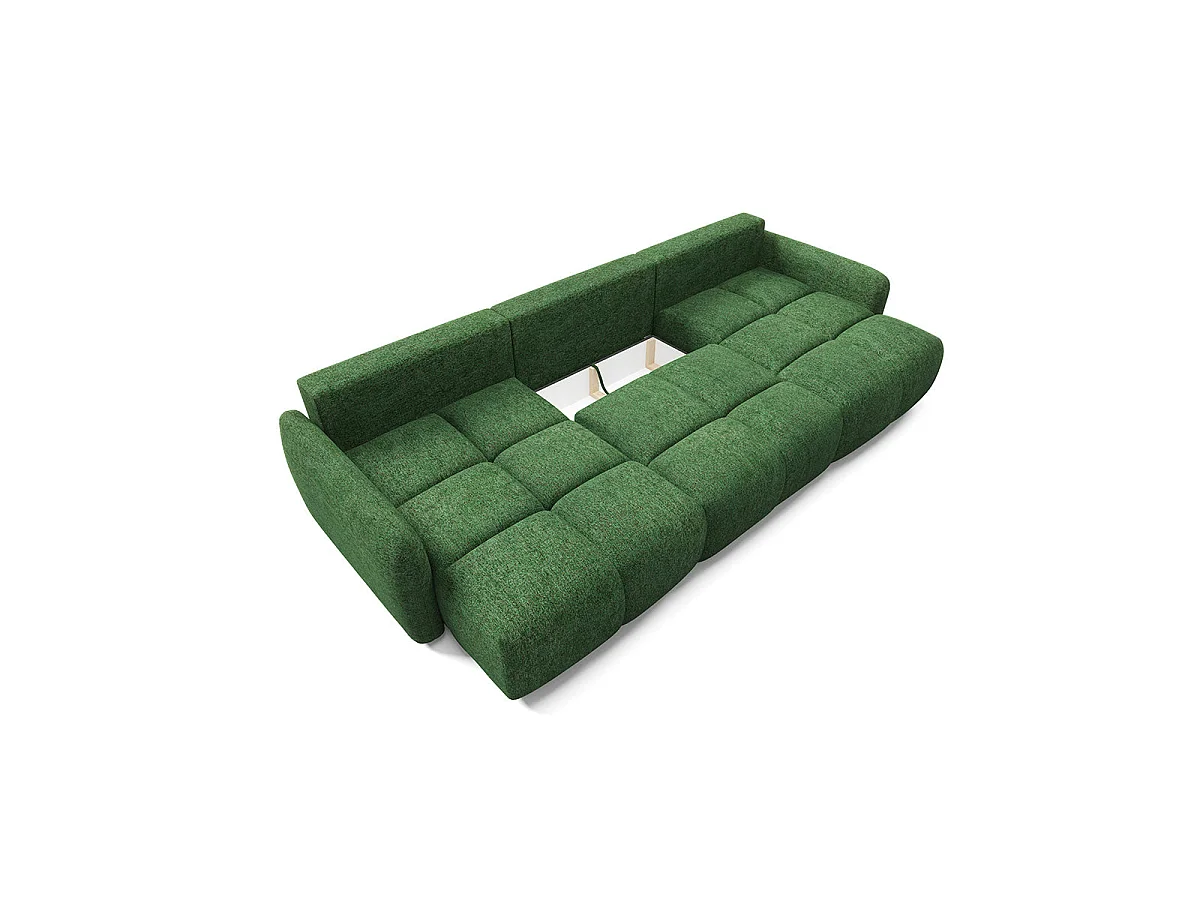 Canapé convertible 5 places avec coffre en tissu vert VITTORIA