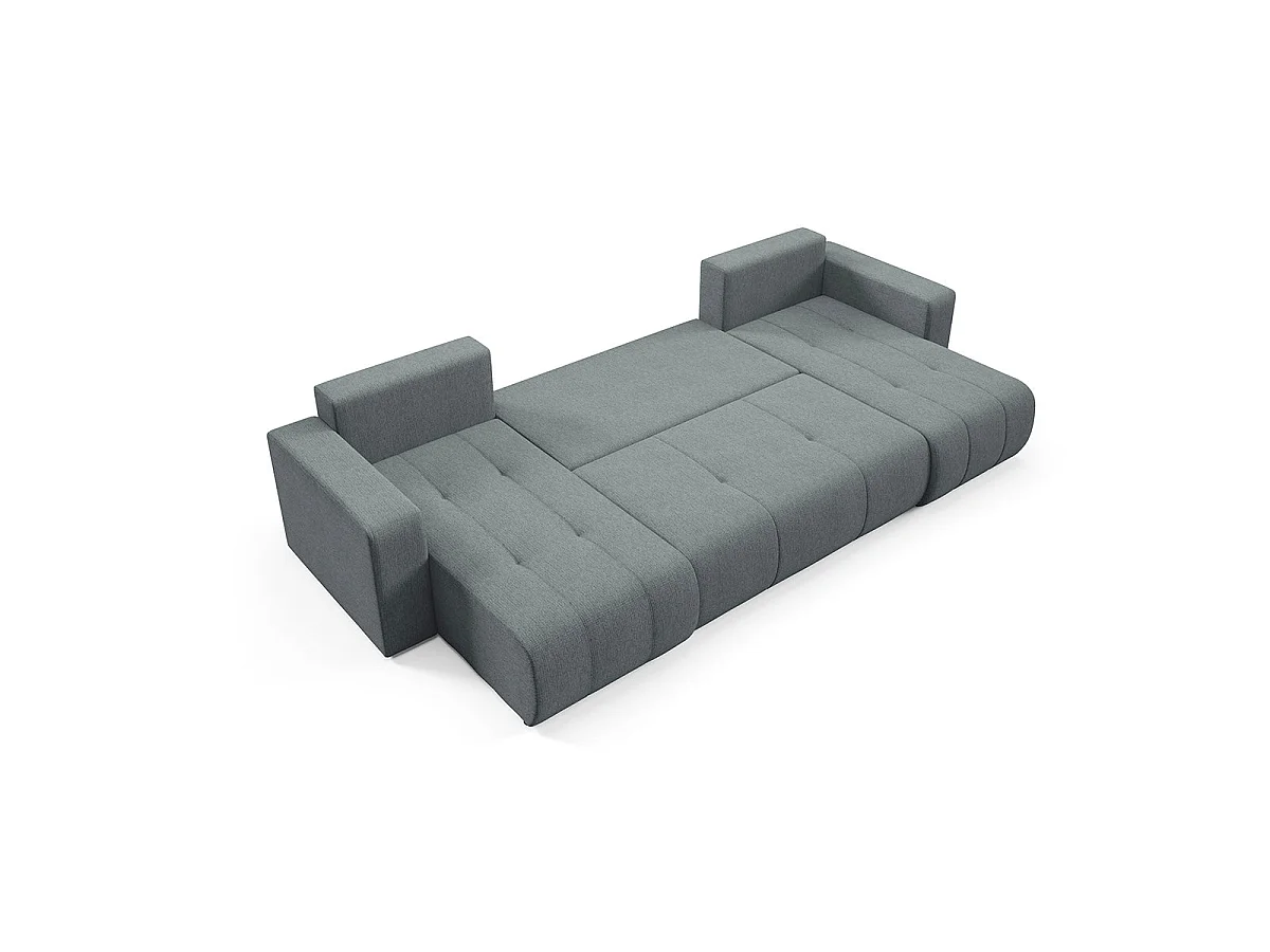 Canapé convertible 5 places avec coffre en tissu gris VASCO