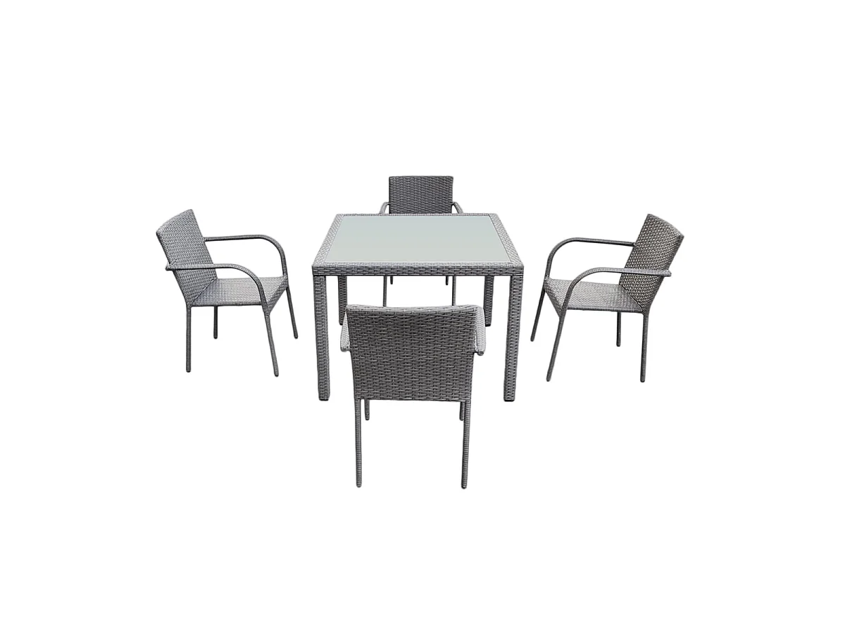 Set van 4 Rio grijze tuintafel en stoelen