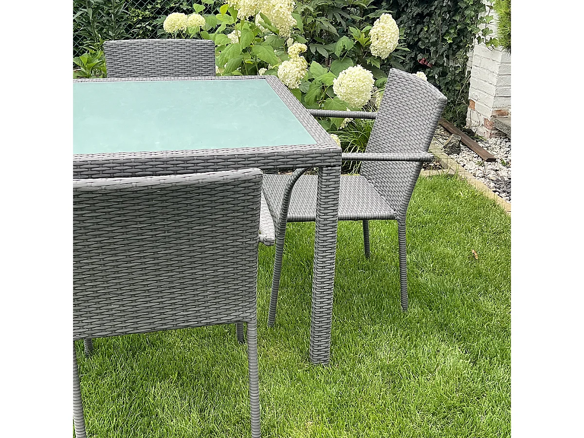 Set van 4 Rio grijze tuintafel en stoelen