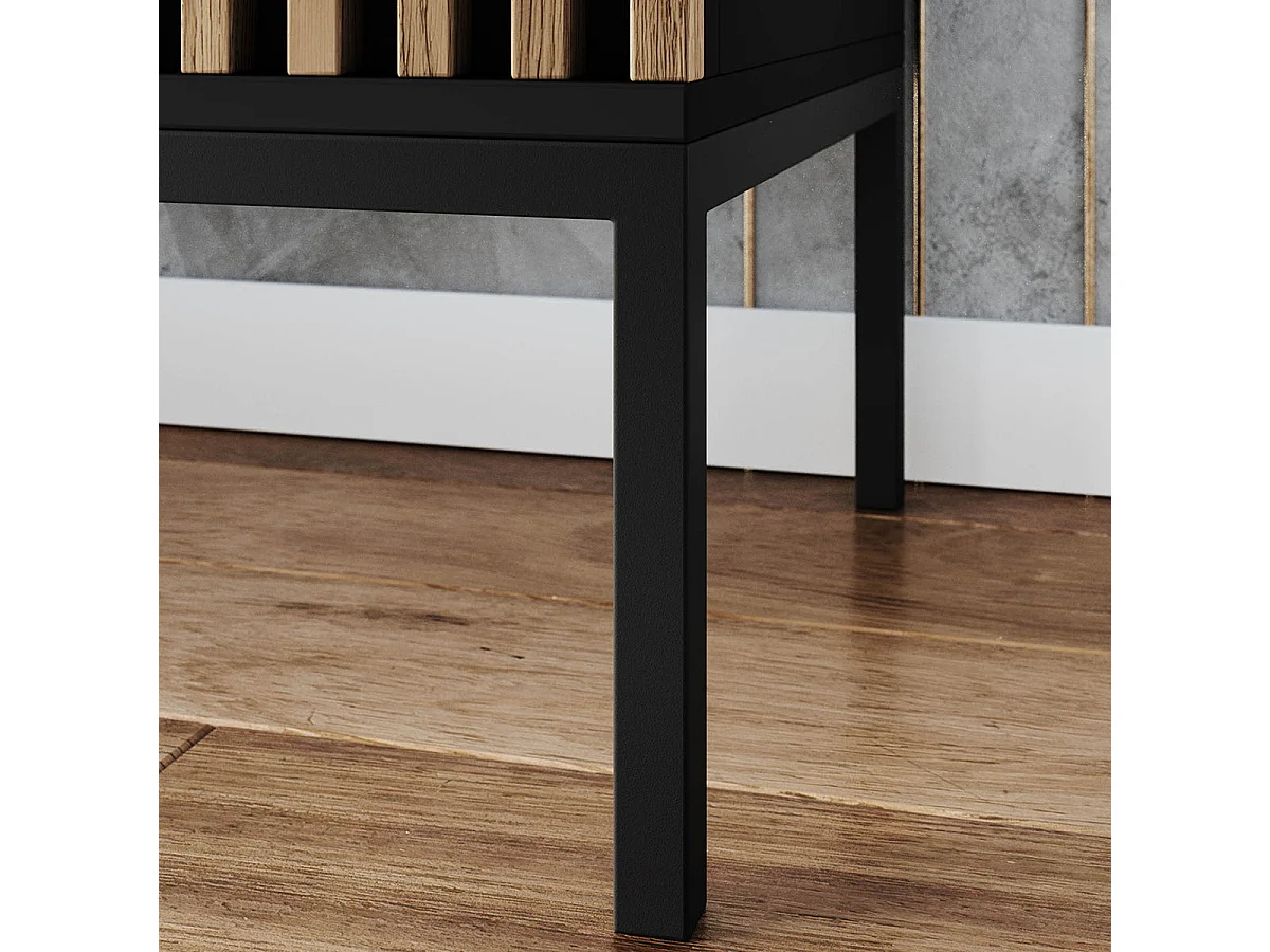 150 cm TV Stand with 2 Doors, Melchior Black and Wood