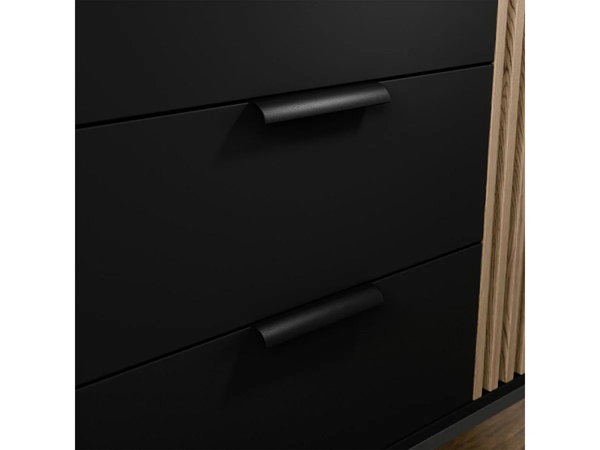 150 cm TV Stand with 2 Doors, Melchior Black and Wood