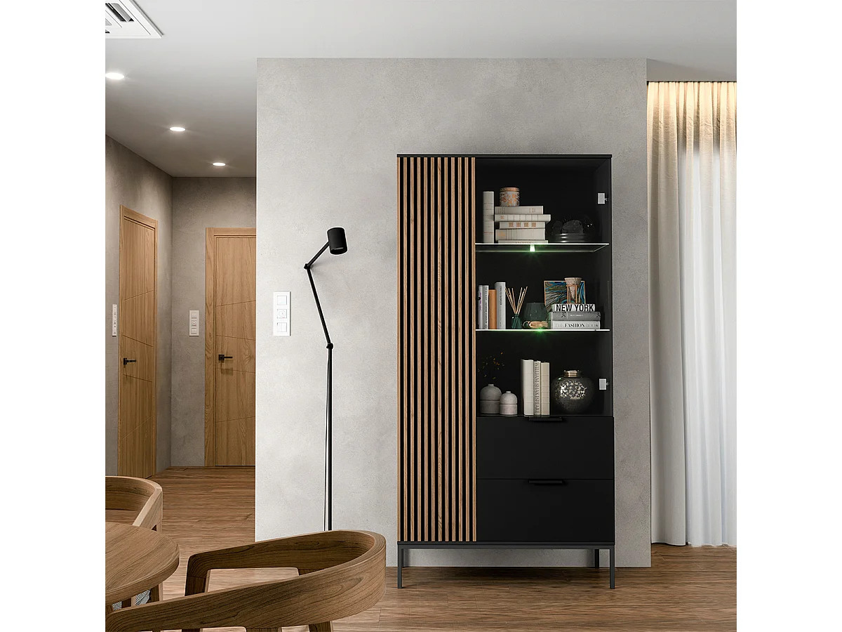 Credenza 2 ante 2 cassetti Melchior nero 155cm