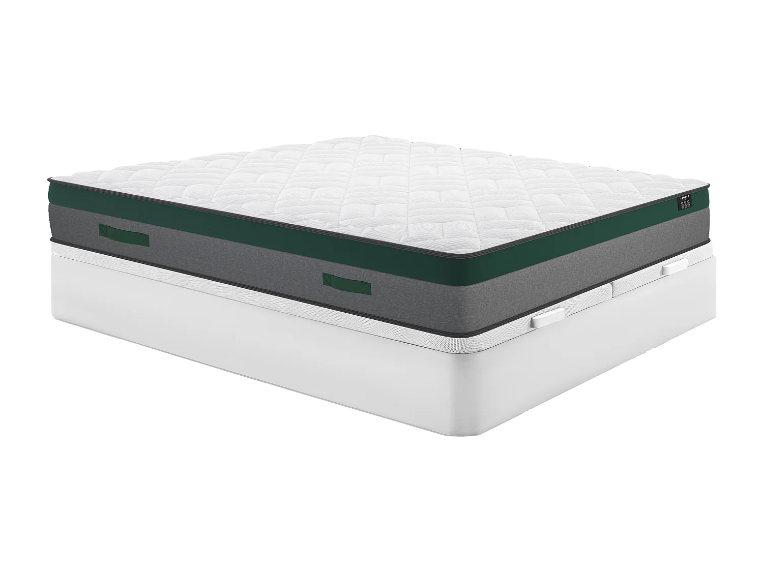 Ensemble 180 x 200 cm sommier coffre blanc + matelas ressorts ensachés ép.22cm - PRESTIGE de YSMÉE