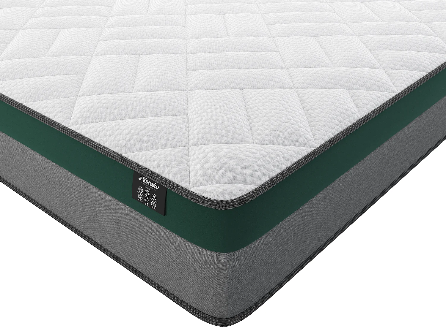 Ensemble 180 x 200 cm sommier coffre blanc + matelas ressorts ensachés ép.22cm - PRESTIGE de YSMÉE