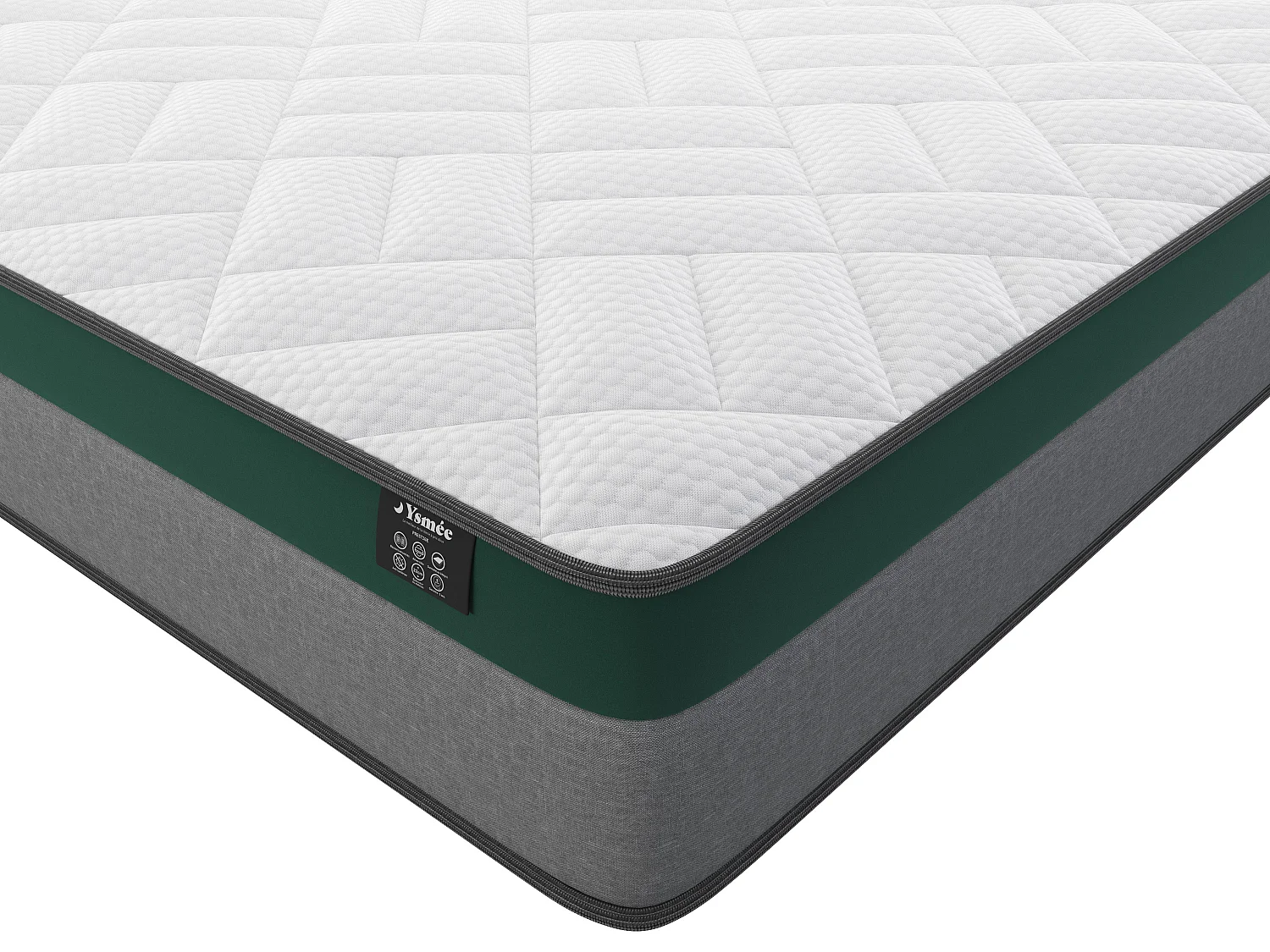 Ensemble 180 x 200 cm sommier coffre naturel clair + matelas ressorts ensachés ép.22cm - PRESTIGE de YSMÉE