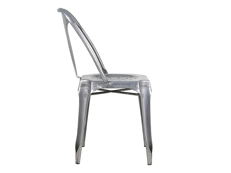 Lot 2 chaises vintage en métal gris argenté style industriel - METALICA