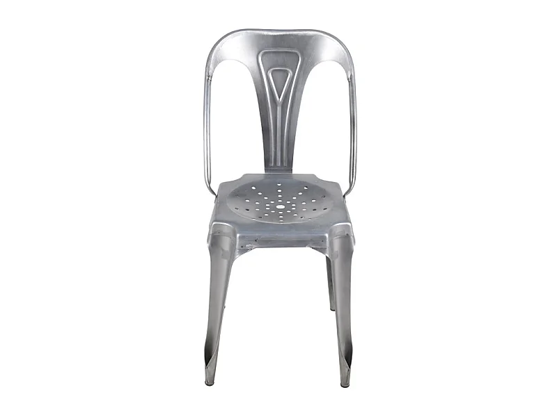 Lot 2 chaises vintage en métal gris argenté style industriel - METALICA