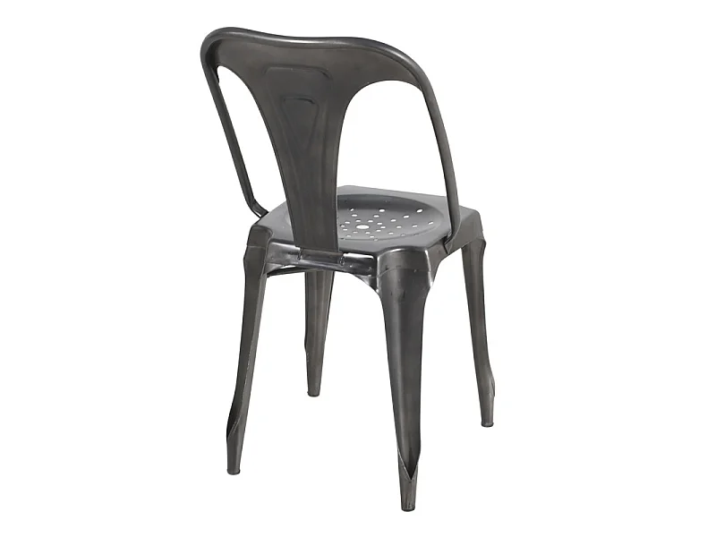 Lot 2 chaises vintage en métal gris vieilli style industriel - METALICA