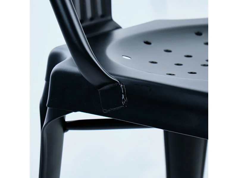 Lot 4 chaises vintage en métal noir style industriel - METALICA