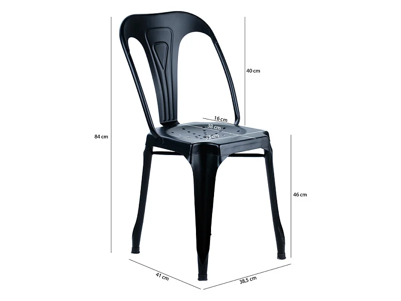 Lot 4 chaises vintage en métal noir style industriel - METALICA